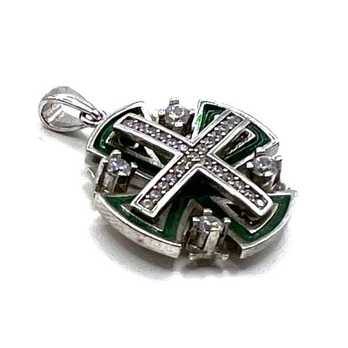 Sterling Silver Enamel Jerusalem Cross Pendant
